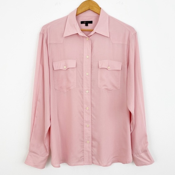 Frye Addie Pink Western Button Down Shirt Size Large - Picture 2 of 14